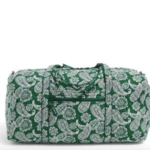Vera Bradley Large Travel Duffel Bag - Dark Green/White Bandana NWT